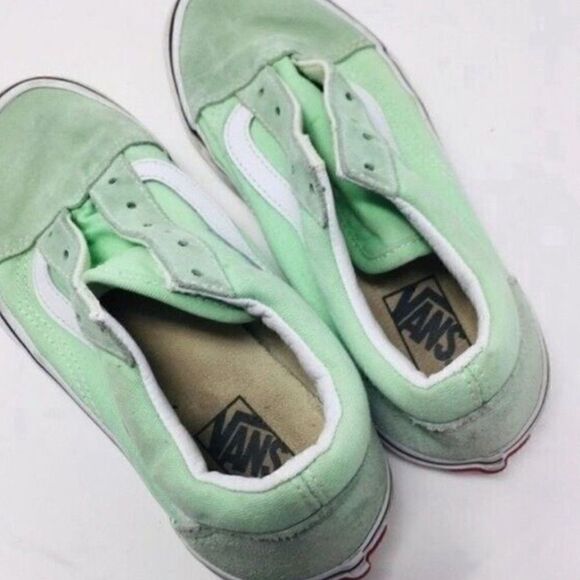 Vans mint green tennis shoes children’s size 2 suede leather - Picture 3 of 9